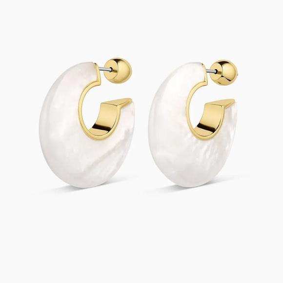 Gorjana Paseo Hoop Earrings White Marble - Picture 4 of 5